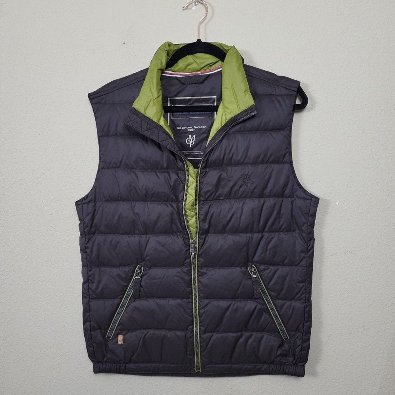 Marc O' Polo Men's S Down Filled Puffer Vest Brown Green Insulated Outdoor Layer